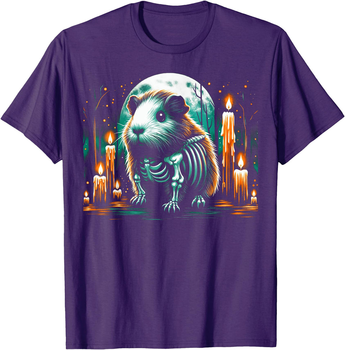 The Skeleton Animals Halloween Art Cool Guinea Pig Skeleton Halloween Christmas Birthday T-Shirt - Purple