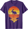 Bunny 70s Vintage Retro Sunset Rabbit T-Shirt in Purple