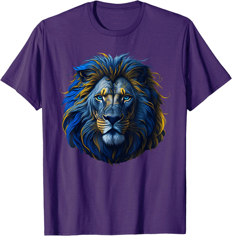 Lions, Astrology And Horoscope Tees Lion colorful lions King Of Animals From Africa T-Shirt - Purple