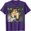 Hamster Drinking Iced Coffee Funny Animal Meme Men Women T-Shirt - Purple