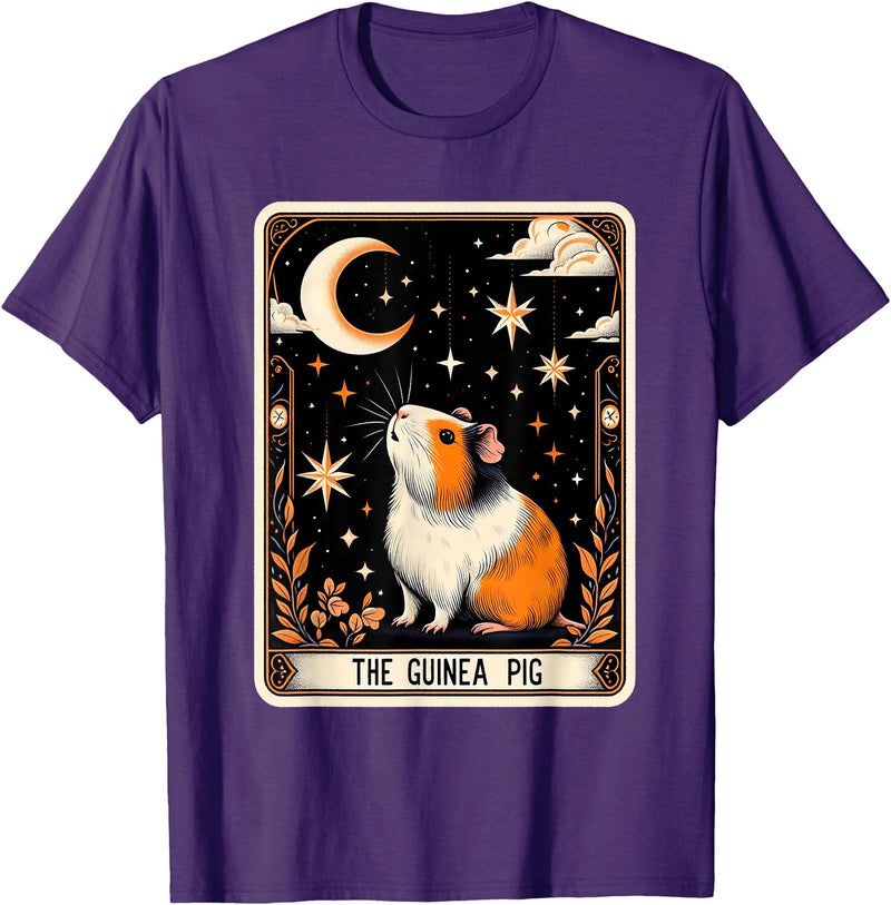 The Guinea Pig Tarot Card Women Men Kids Stars with Moon T-Shirt - Purple