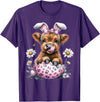 Funny Cow Easter Rabbit Cute Highland Cows Lover Easter Day T-Shirt - Purple