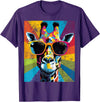 Giraffe Vintage Sunglasses Funny African By Tarin Giraffe Vintage Sunglasses Funny African Animal Lover T-Shirt - Purple