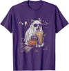 Funny Halloween Raccoon with Pumpkin and Coffee Raccoon with Pumpkin and Coffee Vintage 90s Halloween T-Shirt - Purple
