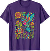 FolkFlight Design Co Bird Hummingbird Floral Folk-Art Colorful T-Shirt - Purple