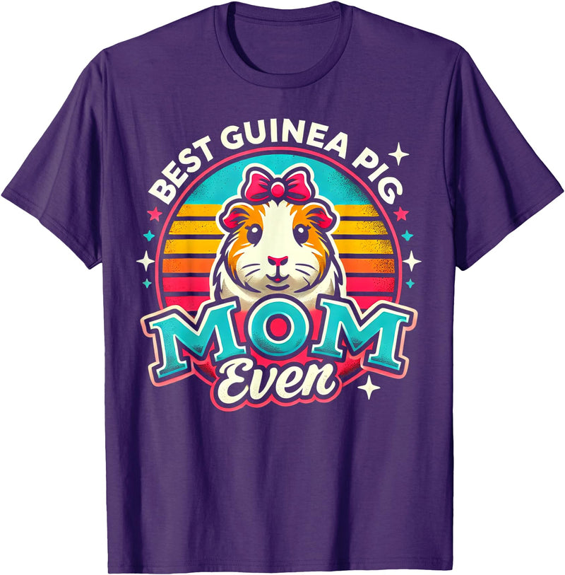 Guinea Pig Mom BY TEERA Guinea Pig Mom Funny Guinea Pigs Lover Owner Women T-Shirt - Purple