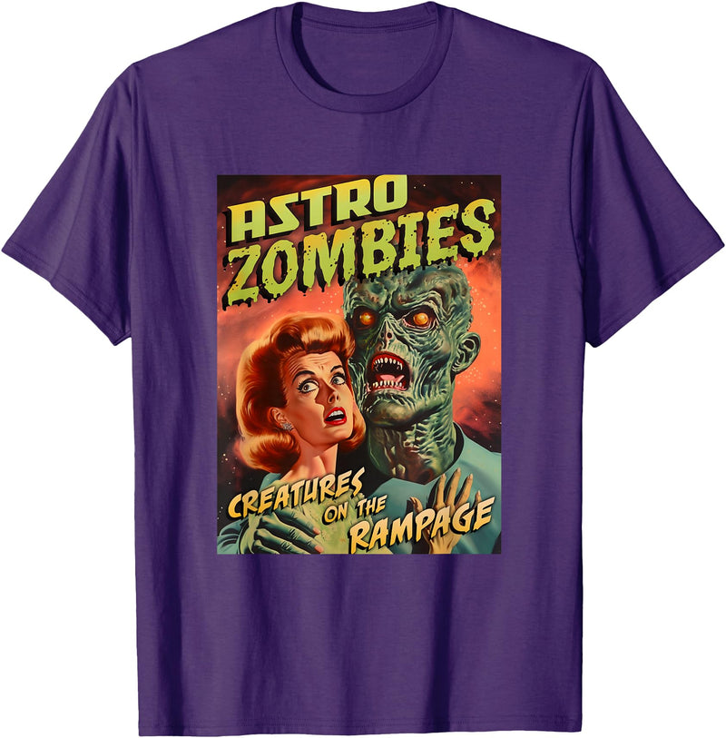 Last Gasp Graphics Astro Zombies 1950s Horror Comic Cover T-Shirt - Purple