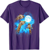 Animals howling blue 3 Giraffe Howling at The Moon Colorful Blue T-Shirt - Purple