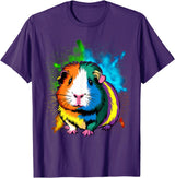 Guinea Pig Lover Gift Co. Cute Guinea Pig Rainbow Design for Guinea Pig Lovers T-Shirt - Purple