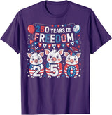 250th Patriotic 250 Years of Freedom 250th America Funny Pigs Patriotic 250 Years of Freedom T-Shirt - Purple