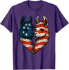 Fourth of July Clothing Co. Patriotic Llamas Heart American Flag 4th of July Graphic T-Shirt - Purple