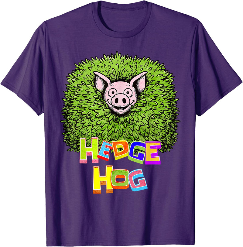 Wild Critter Lover Fun Farmer Combination Tees Hedge Hog Funny Hedgehog Pun Cute Animal How I Roll Pig Farm T-Shirt - Purple