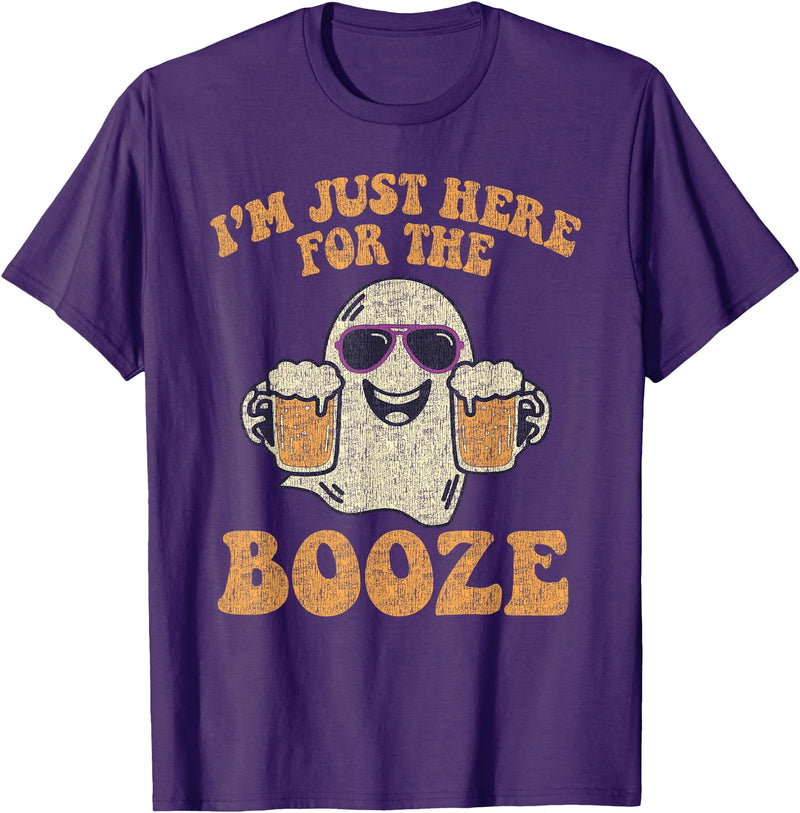 I'm Just Here For The Booze Halloween Beer T-Shirt - Purple