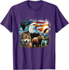 USA Animals Bald Eagles Grizzly Bear Wolf Wilderness Nature T-Shirt - Purple