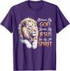 Jesus Lion of Judah Christian Tee. Blessed By God - Loved By Jesus Christian Lion T-Shirt - Purple
