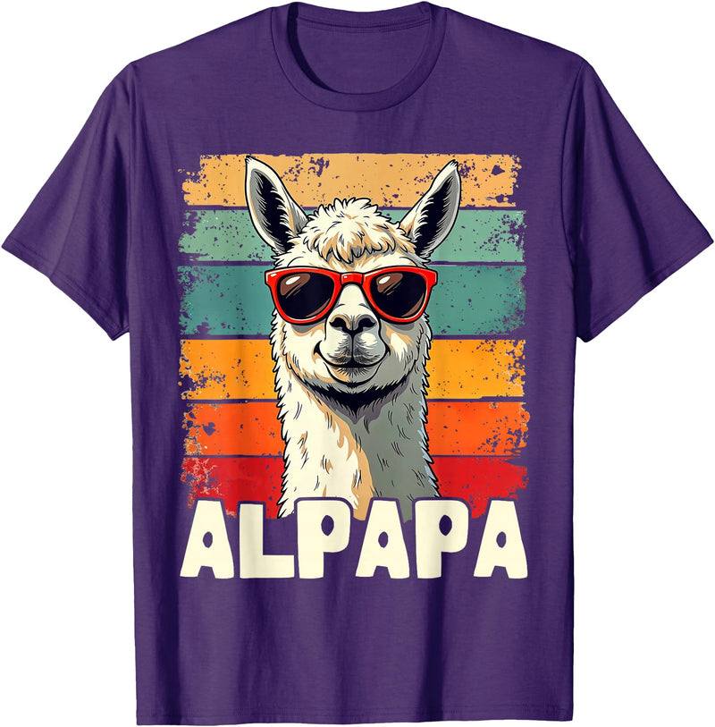 Retro Alpaca and Llama Fan tee for Dads ALPAPA Funny Dad Father's Day Alpaca and Llama Lovers T-Shirt - Purple