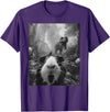Vintage Cute Guinea Pig Bootleg Streetwear Graphic Funny Guinea Pig Selfie with T-Rex Dinosaur Dino Graphic T-Shirt - Purple