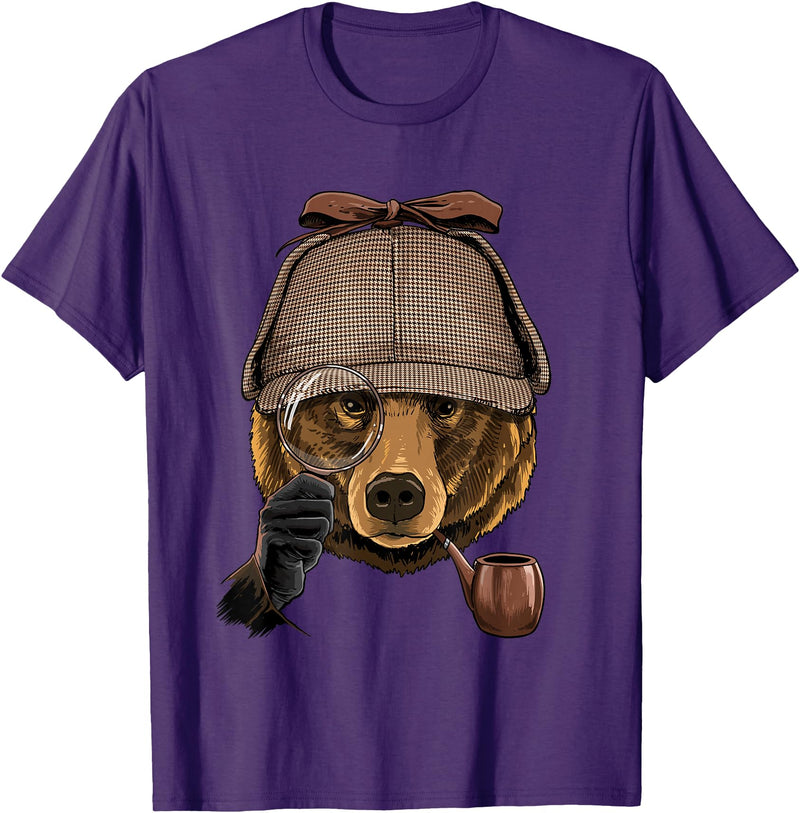 Wowsome! Bear Detective Wildlife Bear Animal Lover T-Shirt - Purple