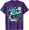 Van Gogh Polar Bear Xmas Tees Christmas Polar Bear Starry Night T-Shirt - Purple