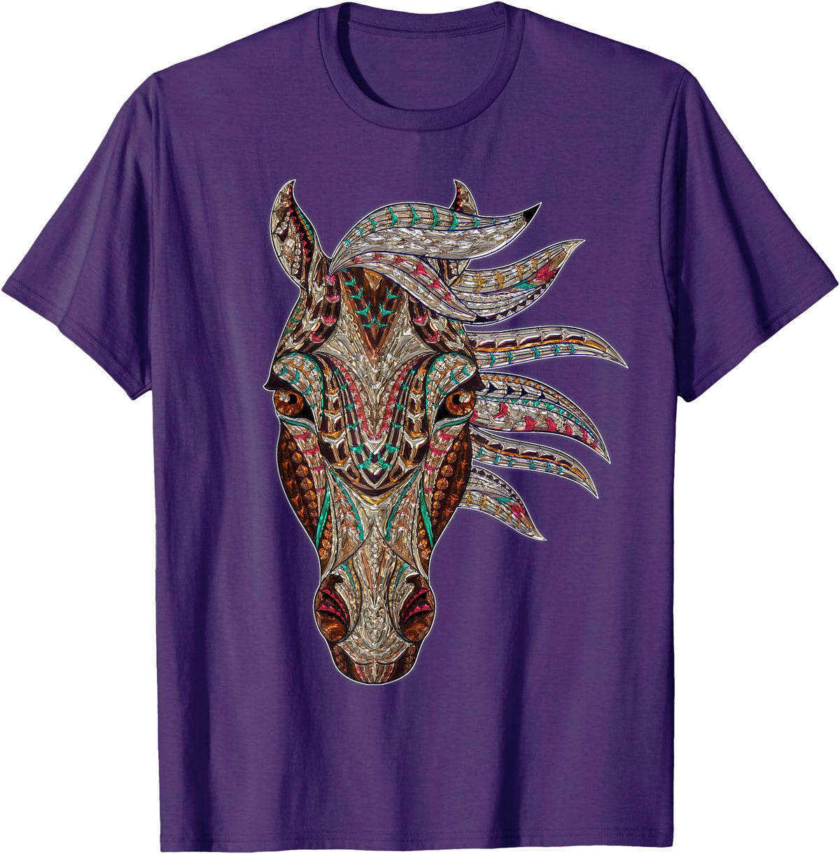 Horse Art Studios Horse Tribal Abstract Art Native American Style T-Shirt - Purple