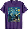 Bear Designs. Cute Panda Bear Van Gogh Style Starry Night Graphic T-Shirt - Purple