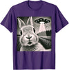 Funny Rabbit Bunny Selfie UFOs T-Shirt in Purple