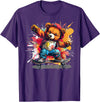 Cool Teddy with skateboard Colourful Splash with Skateboard Teddy Bear Outfit T-Shirt - Purple