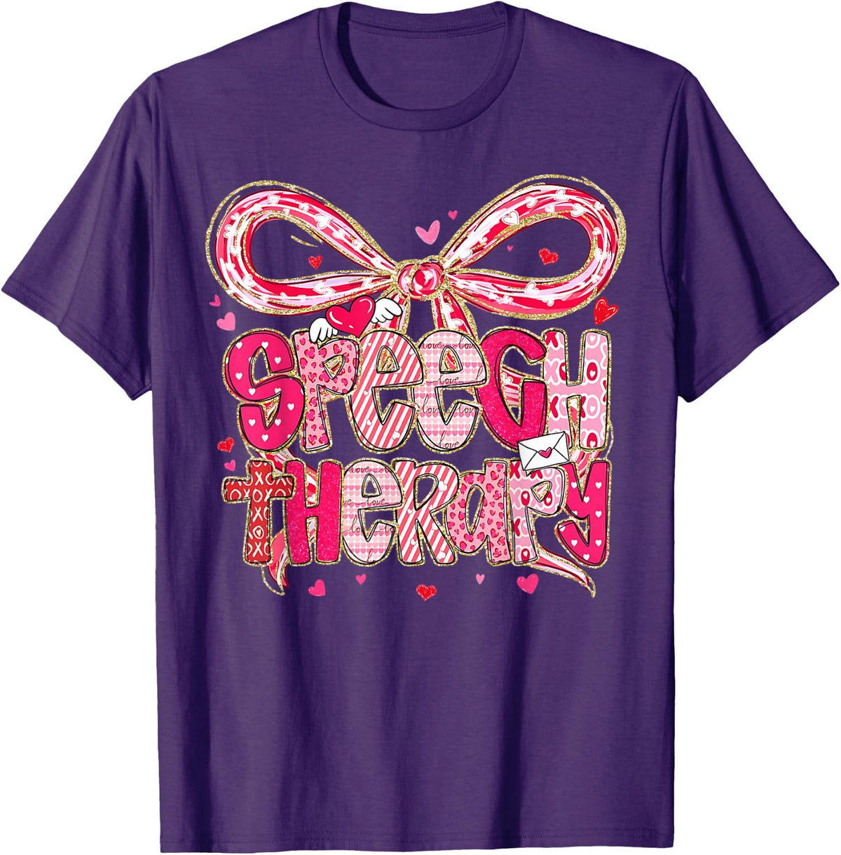 Speech Language Pathologist Valentines Day SLP Therapy T-Shirt - Purple