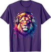 Funny Animal With Headphones Lion with Headphones T-Shirt - Purple