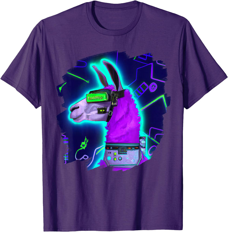 Llama Robot Cyborg Life Apparel Llama Cyborg Robot Llama Cool Artistic Retro Alpacas T-Shirt - Purple