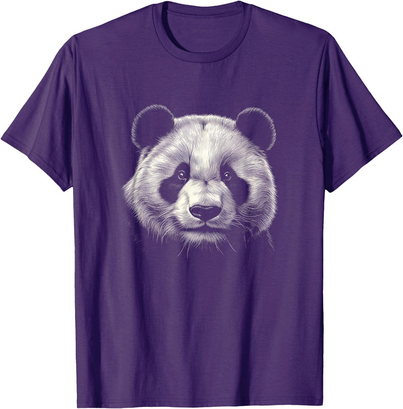 Panda Lover Theme Designs Panda Bear Face Graphic Art Design T-Shirt - Purple