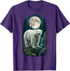 Polar Wilderness Fan Wildlife Lover Polar Bear Full Moon Night Forest Wildlife Nature Lover T-Shirt - Purple