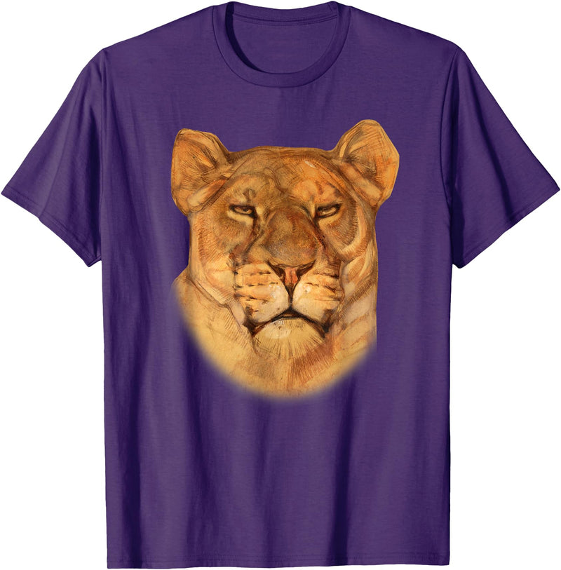 Lion T-shirt Lioness T-shirt Female Lion Face Shirt I love Lions Gift T-Shirt - Purple