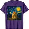 Hamster Starry Night Van Gogh Art for Men Women Kids T-Shirt - Purple