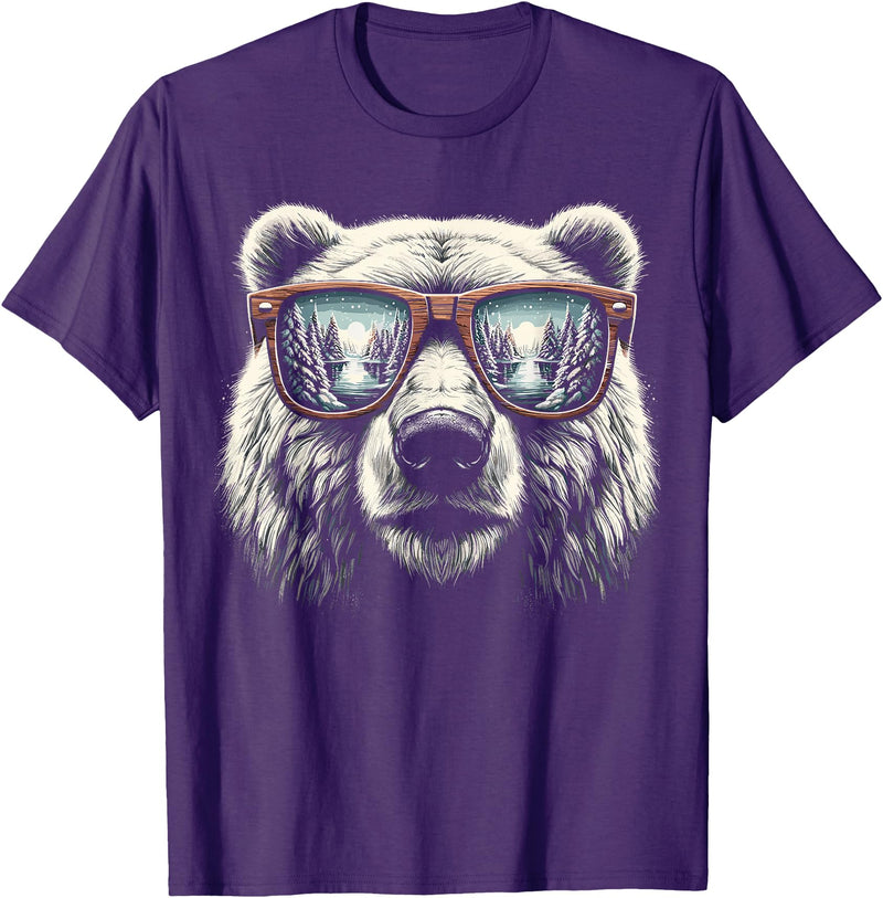 Funny Polar Bear Lover Polar Bear with Sunglasses T-Shirt - Purple