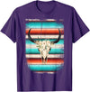 Funny Serape Cow BOHO designs Funny Serape Cow BOHO print Flower Rustic Turquoise T-Shirt - Purple