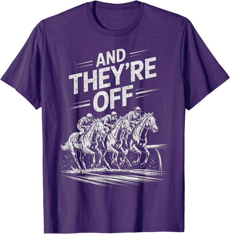 Horse Racing Design, Horses Race Lover Funny Horse Racing Design for Men Women Kid Horse Race Lover T-Shirt - Purple