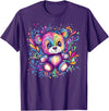 Vibrant Colorful Teddy Bear Illustration Rainbow Splash Teddy Bear T-Shirt - Purple