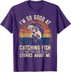Funny Fisherman Fish Saying Mens Fishing Funny Fisherman Bass Fishing Jokes Fish T-Shirt - Purple