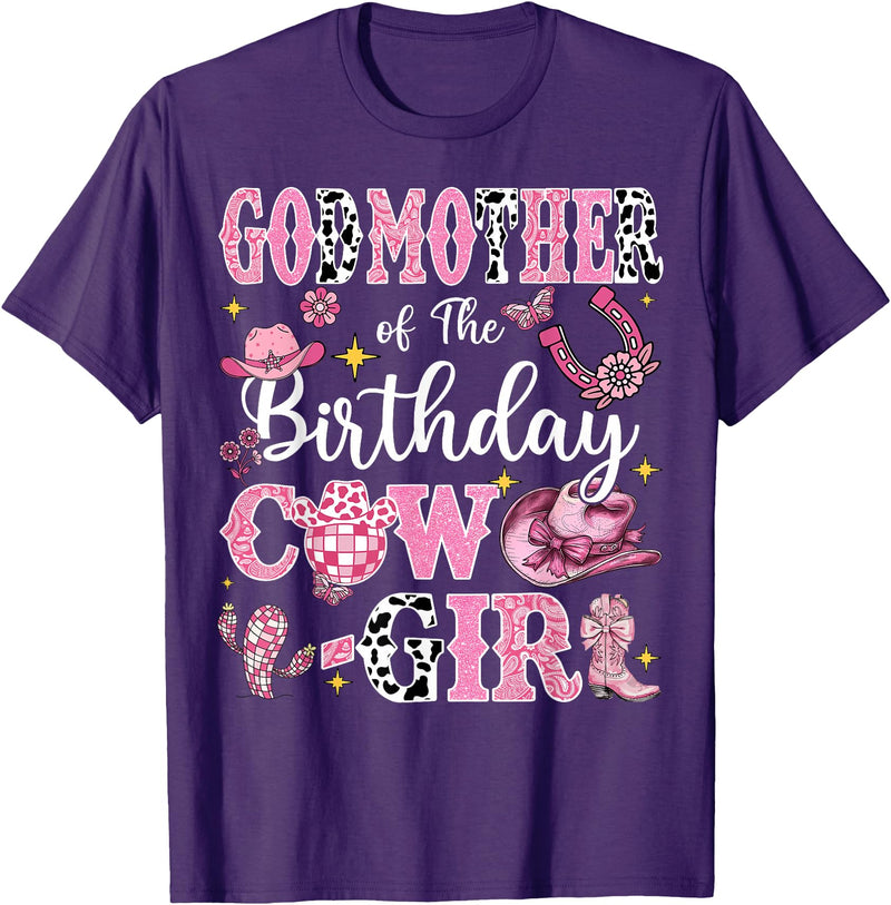 CowGirl Birthday Family Matching GodMother Of The Birthday Cow-Girl Rodeo GodMother Bday T-Shirt - Purple