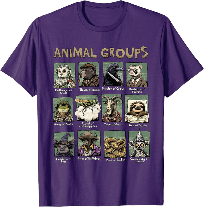 Animal Groups Unveiled - Educational Wildlife Design Rabbit T-Shirt in Purple