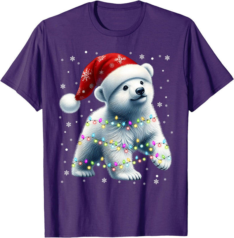 Santa Polar Bear Gift Tee Santa Polar Bear, Christmas, Men Women Kids, Bear Lover T-Shirt - Purple