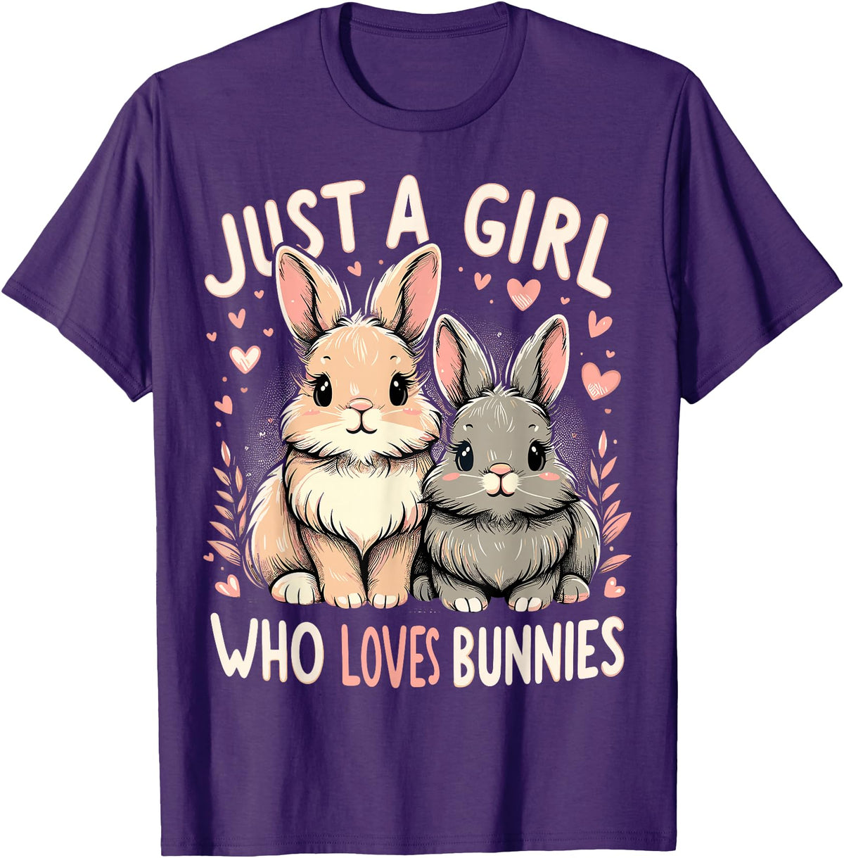 Just a Girl Who Loves Bunnies Rabbit T-Shirt in Purple
