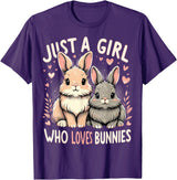 Just a Girl Who Loves Bunnies Rabbit T-Shirt in Purple