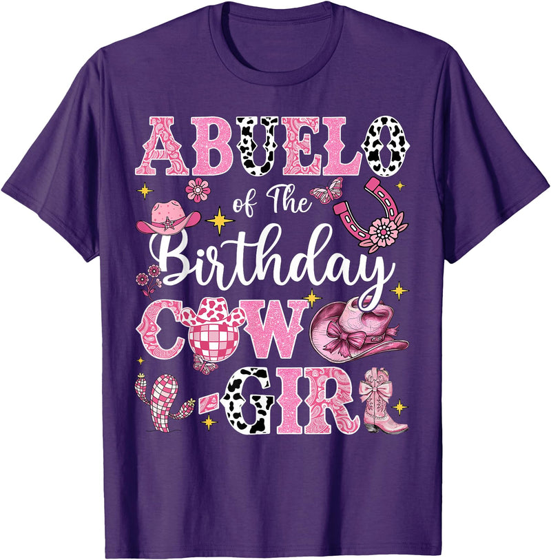 CowGirl Birthday Family Matching Abuelo Of The Birthday Cow-Girl Rodeo Abuelo Bday Party T-Shirt - Purple