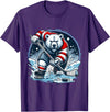 Hockey Player Love Polar Bear Hockey Bear on Ice: A Funny Polar Bear Playing Hockey T-Shirt - Purple