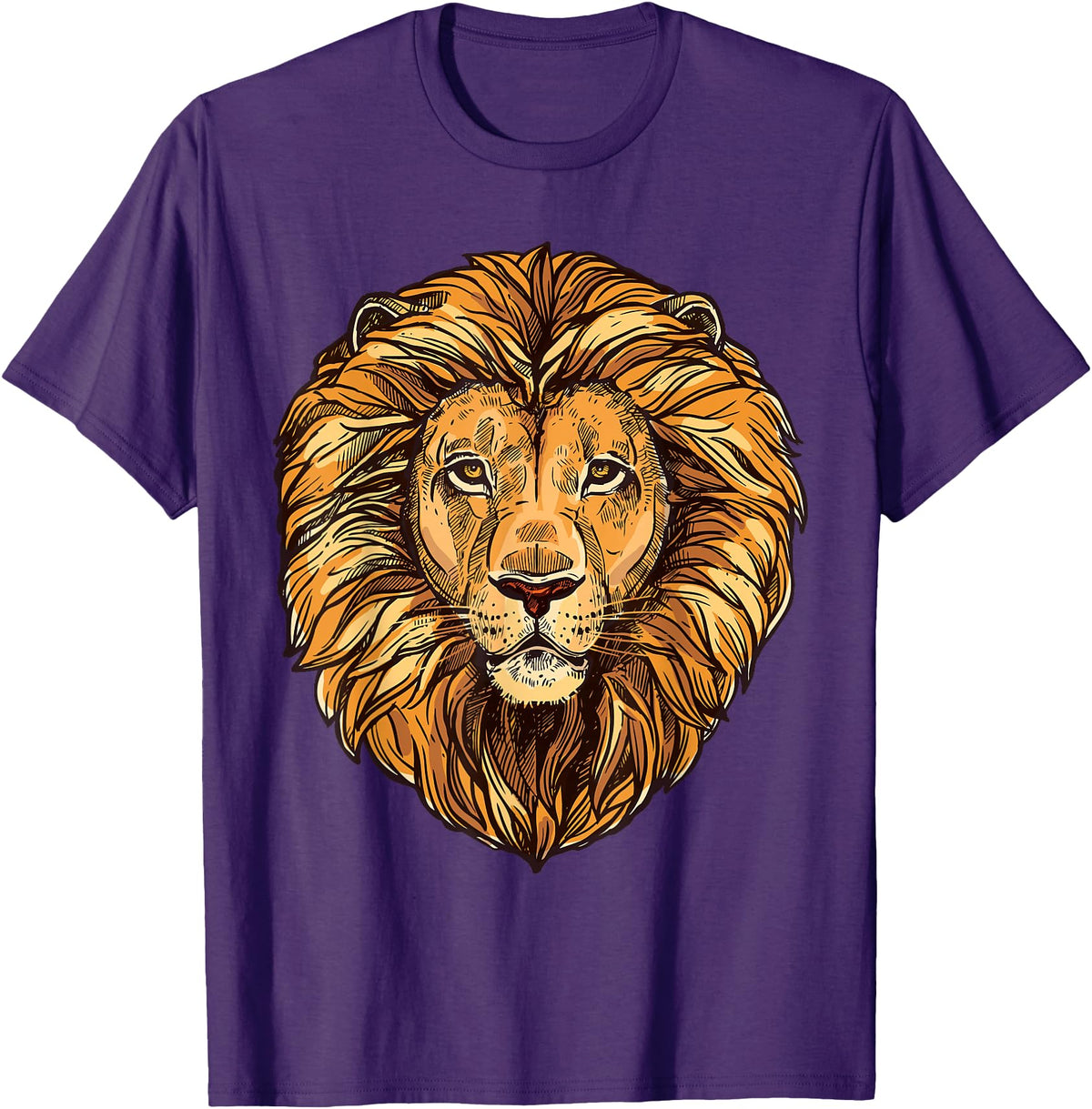 ROSS BOSS Majestic Lion Mane Detail Art T-Shirt - Purple
