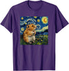 Cute Van Gogh Hamster Starry Night Funny Women & Men T-Shirt - Purple