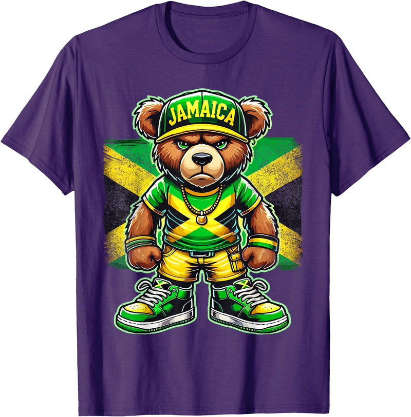 Jamaica Flag Lover Jamaica Flag Teddy Bear Jamaican T-Shirt - Purple