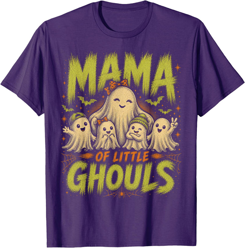 Mama of Little Ghouls Halloween Clothing BB Funny Halloween Mom Shirt Mothers Day Mama of Little Ghouls T-Shirt - Purple